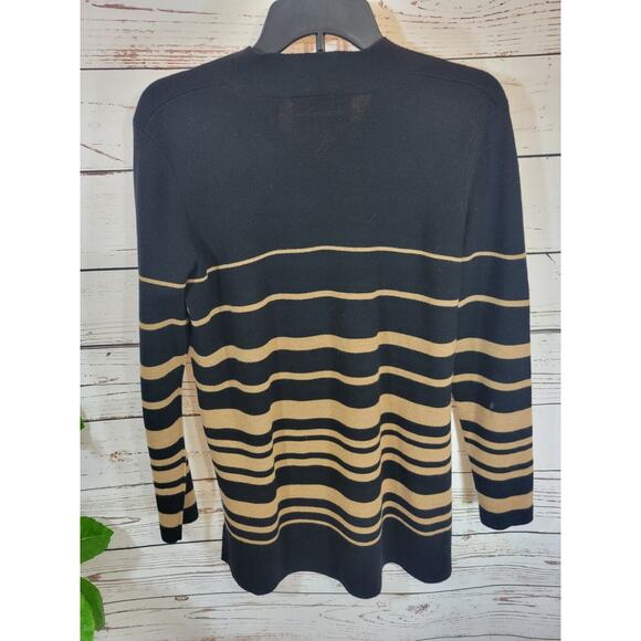 Pursuits Ltd. Brown Black 100% Merino Woolmark V-Neck Sweater Womens Large - Picture 2 of 9